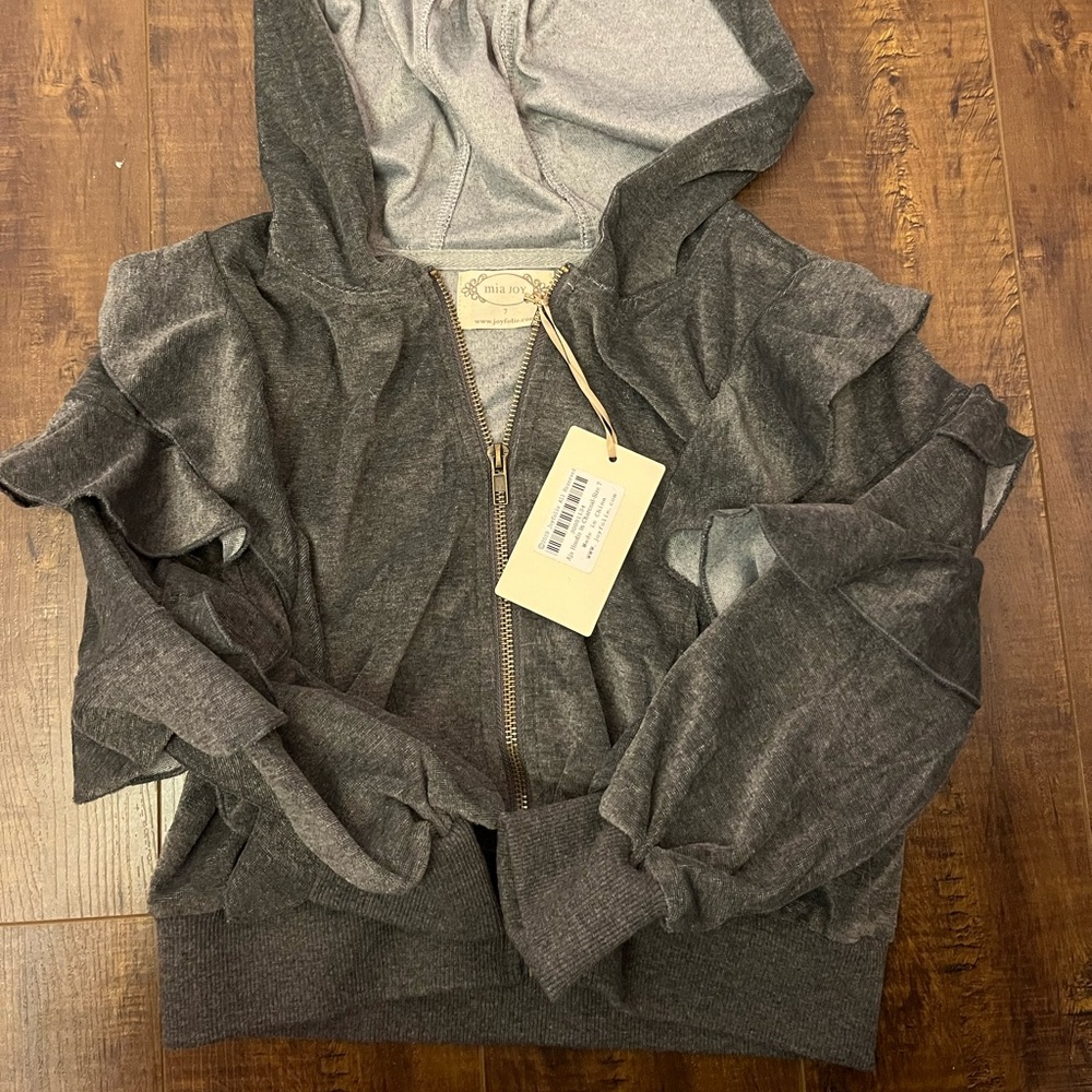 Ruffled zip up sweatshirt